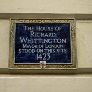Plaque marking the site of Richard Whittingon's house