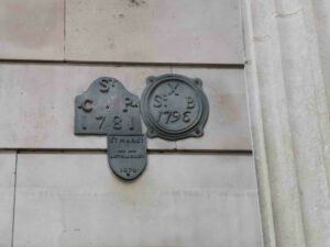 Parish boundary markers of St Christopher le Stocks, St Bartholomew by the Exchange and St Margarert Lothbury