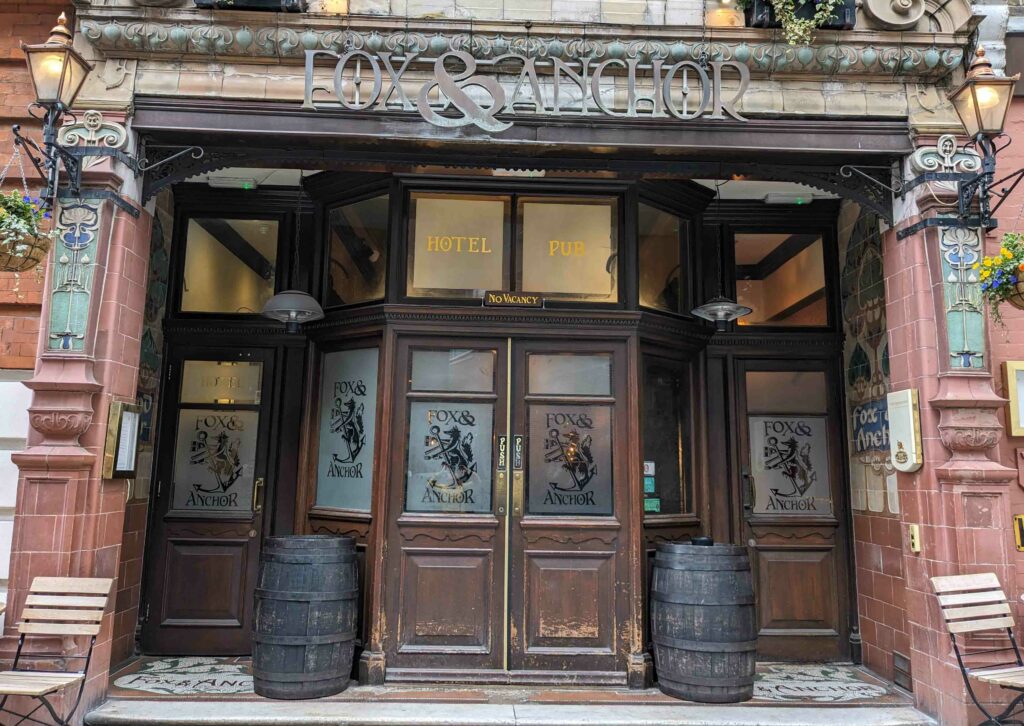 Fox and Anchor - a Smithfield treasure for over two centuries 3 Fox and Hound entrance