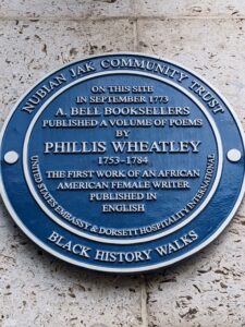 Plaque commemorating publication of Phillis Wheatley's poems